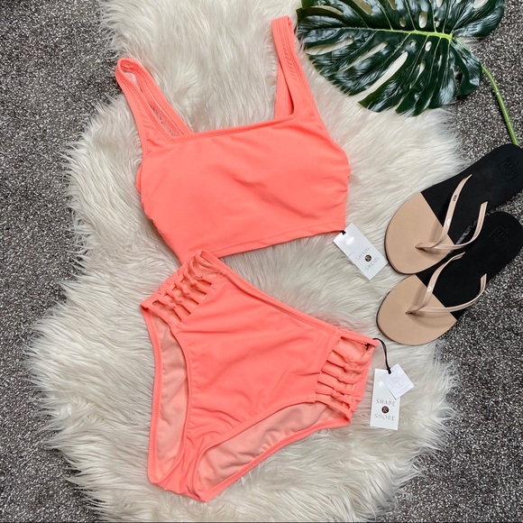 Other - Orange High Waist Bikini Set